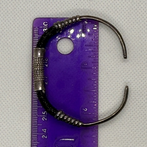 Vintage Taxco Mexico Sterling Silver Leather Cord Bracelet - Picture 6 of 6